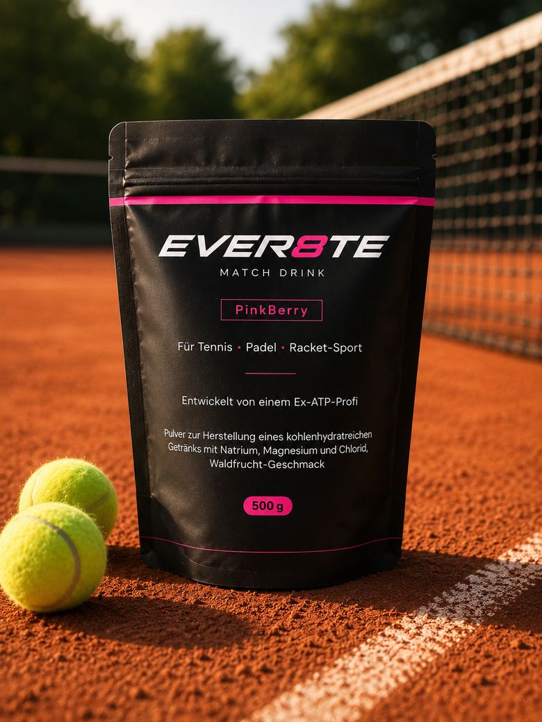 EVER8TE Beutel mit Tennisbällen am Netz